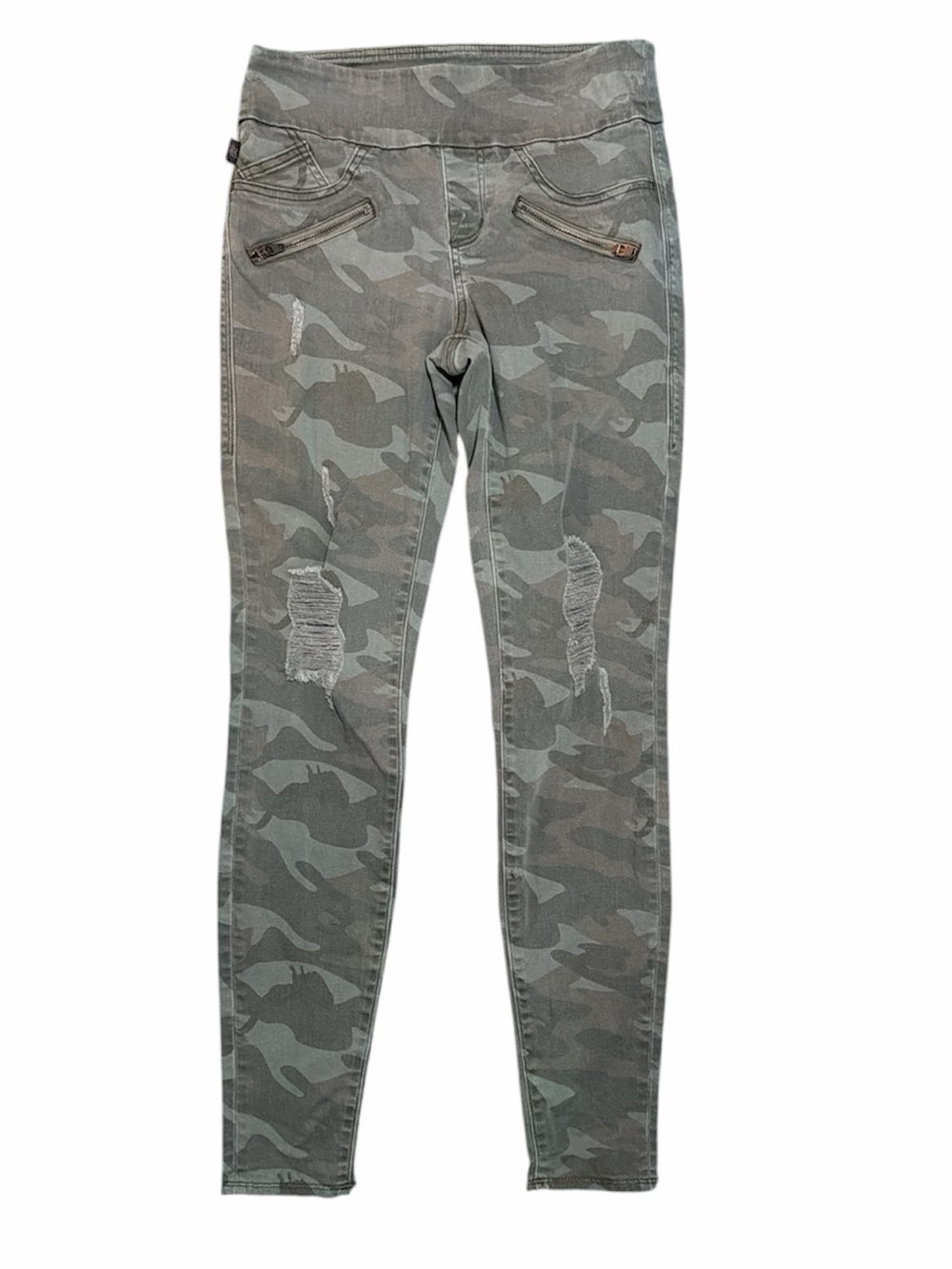 Rock & Republic Fever Camo Pull-On Distressed Jeggings Size 8 Stretch Green